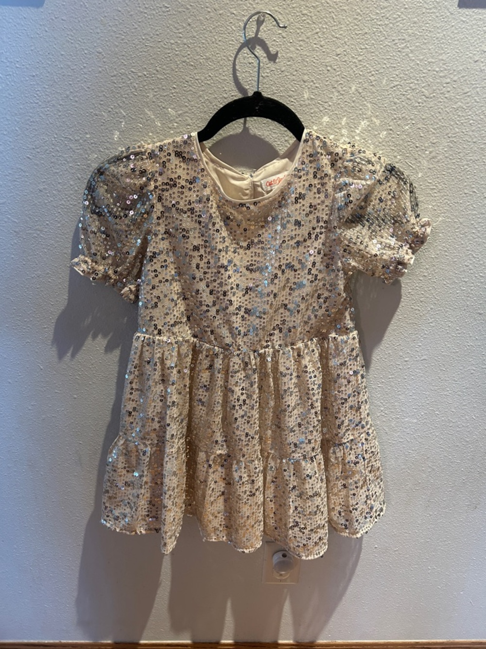 Cat & Jack Cream Sequin Party Dress for Girls